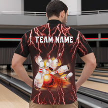 Load image into Gallery viewer, Personalized Red Lightning Thunder Bowling Shirt For Men Custom Bowling Team bowling attire for men NQS9793