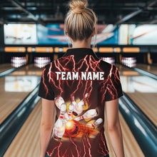 Load image into Gallery viewer, Personalized Red Lightning Thunder Bowling Shirt For Women Custom Bowling Team ladies bowling attire NQS9793