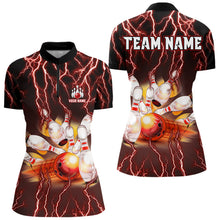 Load image into Gallery viewer, Personalized Red Lightning Thunder Bowling Shirt For Women Custom Bowling Team ladies bowling attire NQS9793