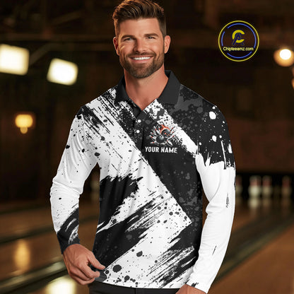 Black and White camo Flame Skull Bowling Shirts For Men Custom Bowling Team Jersey bowlers outfit NQS9795