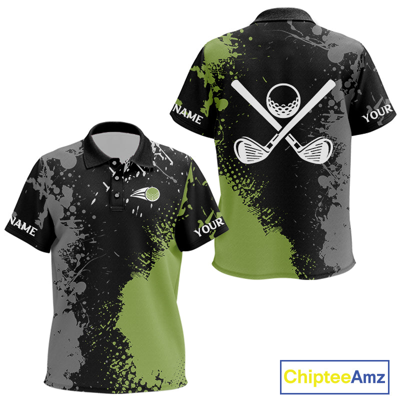 Black and Green Camo Golf Polo Shirts For Kid Custom golf team uniform golf outfit NQS9797