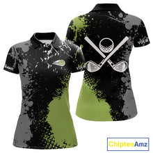 Load image into Gallery viewer, Black and Green Camo Golf Polo shirt for Women Custom golf team uniform golf outfit NQS9797