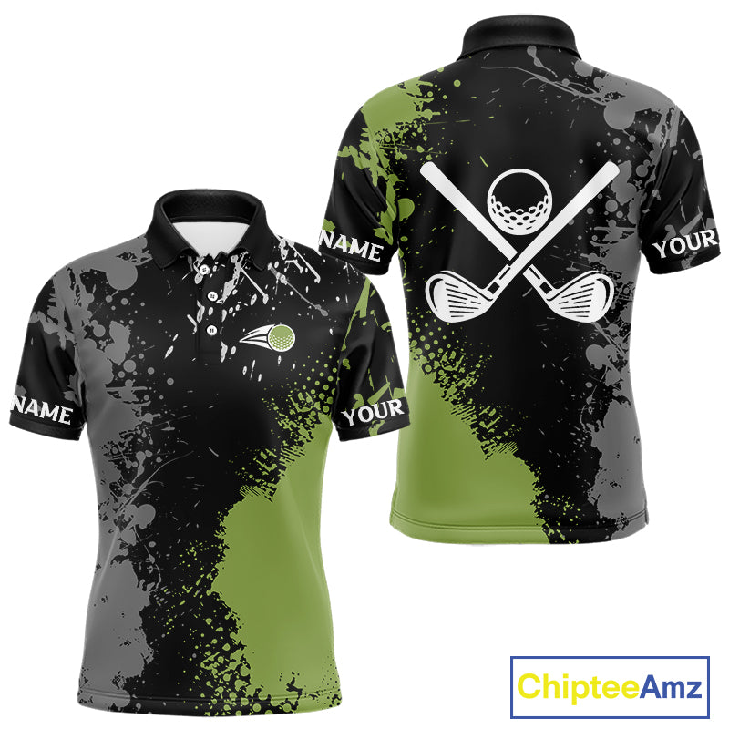 Black and Green Camo Golf Polo shirt for Men Custom golf team uniform golf outfit NQS9797