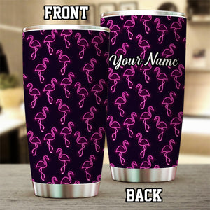 1PC neon pink flamingos pattern Custom Name Tumbler Cup, flamingos Golfing Gifts NQS9917