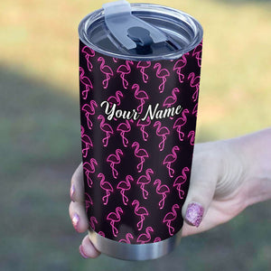 1PC neon pink flamingos pattern Custom Name Tumbler Cup, flamingos Golfing Gifts NQS9917