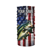 Load image into Gallery viewer, Largemouth Bass fishing American Flag Patriotic Fourth of July personalized fishing shirts NQS403