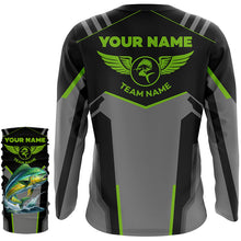 Load image into Gallery viewer, Personalized Black Mahi mahi Fishing jerseys, Team Dorado Fishing Long Sleeve tournament shirts| Green NQS6270