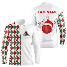 Load image into Gallery viewer, Christmas Bowling Polo, 1/4 Zip Shirts For Men custom red, white, green argyle pattern Bowling Jersey NQS9060