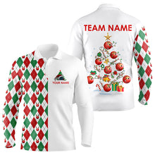 Load image into Gallery viewer, Christmas Tree Bowling Shirts For Men custom red, white, green argyle pattern Bowling Team Jerseys NQS9061