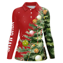 Load image into Gallery viewer, Red Women golf polo shirts custom Christmas tree golf shirt for ladies, Christmas golf gifts NQS9072