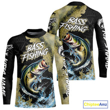 Load image into Gallery viewer, Personalized Largemouth Bass Fishing scales compass fishing shirts Custom tournament fishing jerseys NQS11155