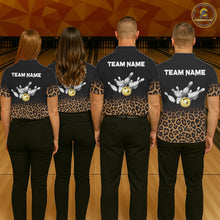 Load image into Gallery viewer, Custom Leopard Bowling Polo, Quarter Zip Jerseys for Men, Personalized Leopard Bowling Team shirts NQS11570