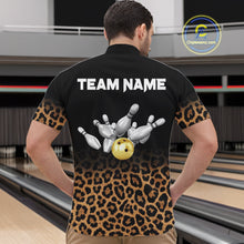 Load image into Gallery viewer, Custom Leopard Bowling Polo, Quarter Zip Jerseys for Men, Personalized Leopard Bowling Team shirts NQS11570