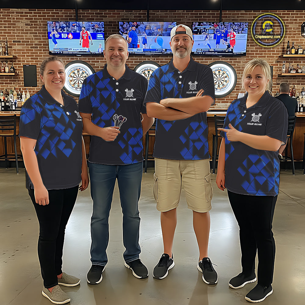 Personalized Black and Blue Darts Board 3D Printed Men Dart Shirts Custom Cool Dart Jerseys For Team NQS11567