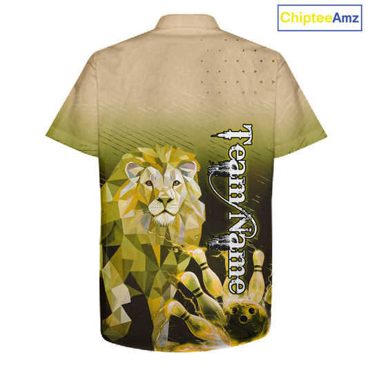 Yellow Lightning Lion Bowling Hawaiian Shirt Custom Lion Bowling Team jerseys NQS11569