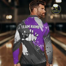 Load image into Gallery viewer, Purple Grunge pattern Bowling Team Shirt For Men Custom Bowling jersey Uniform Bowler Outfits NQS10043