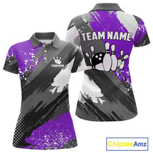 Load image into Gallery viewer, Purple Grunge pattern Bowling Team Shirt For Women Custom Bowling jersey Uniform Bowler Outfits NQS10043