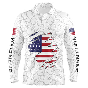 American flag Bowling camo Custom Patriot Men Bowling Polo, 1/4 Quarter zip shirts Team Bowling jersey NQS8168