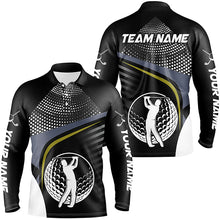 Load image into Gallery viewer, Black and White Golf ball custom Mens golf polo shirts, golf attire for men NQS8173