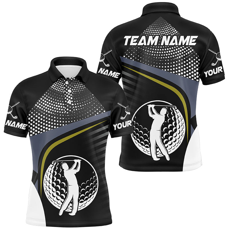 Black and White Golf ball custom Mens golf polo shirts, golf attire for men NQS8173
