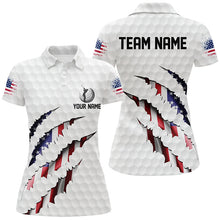 Load image into Gallery viewer, Personalized American Flag matching golf shirts for couples, Custom Patriotic Golf Team Shirts NQS8392