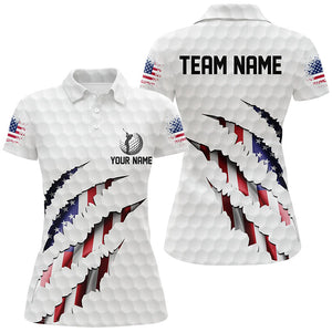 Personalized American Flag matching golf shirts for couples, Custom Patriotic Golf Team Shirts NQS8392