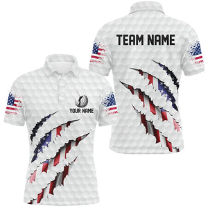 Personalized American Flag matching golf shirts for couples, Custom Patriotic Golf Team Shirts NQS8392