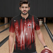 Load image into Gallery viewer, Custom Black and Red Bowling Polo, Quarter Zip Shirts for Men, Bowling Team Shirts Uniform NQS9621