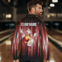 Load image into Gallery viewer, Custom Black and Red Bowling Polo, Quarter Zip Shirts for Men, Bowling Team Shirts Uniform NQS9621