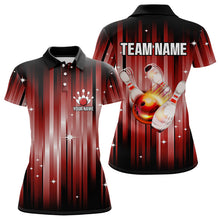 Load image into Gallery viewer, Custom Black and Red Bowling Polo, Quarter Zip Shirts for Women, Bowling Team Shirts Uniform NQS9621