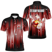Load image into Gallery viewer, Custom Black and Red Bowling Polo, Quarter Zip Shirts for Men, Bowling Team Shirts Uniform NQS9621
