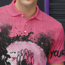 Load image into Gallery viewer, Pink Skull Bowling Polo, Quarter Zip Shirts for Men Custom Skull Bowling Team Shirts Uniform NQS9623