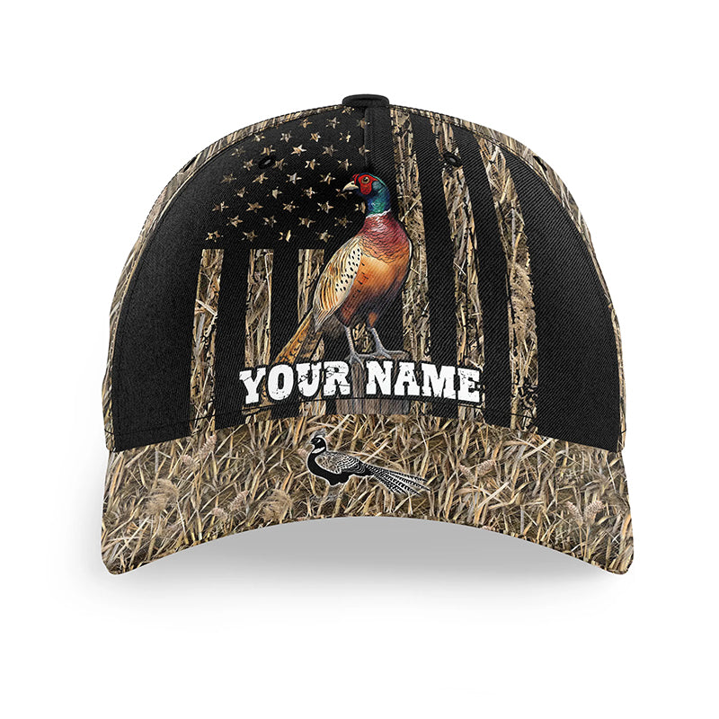 Pheasant hunting waterfowl camo American flag Custom hunting hat Unisex Pheasant hunting cap NQS8605