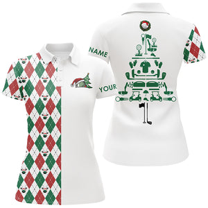 Funny Christmas Womens golf polo shirt custom Christmas tree golf icons, Christmas golf gifts NQS4252