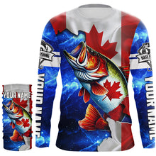 Load image into Gallery viewer, Bass Fishing Canadian Flag patriotic UV protection Custom name long sleeves shirt NQS9309