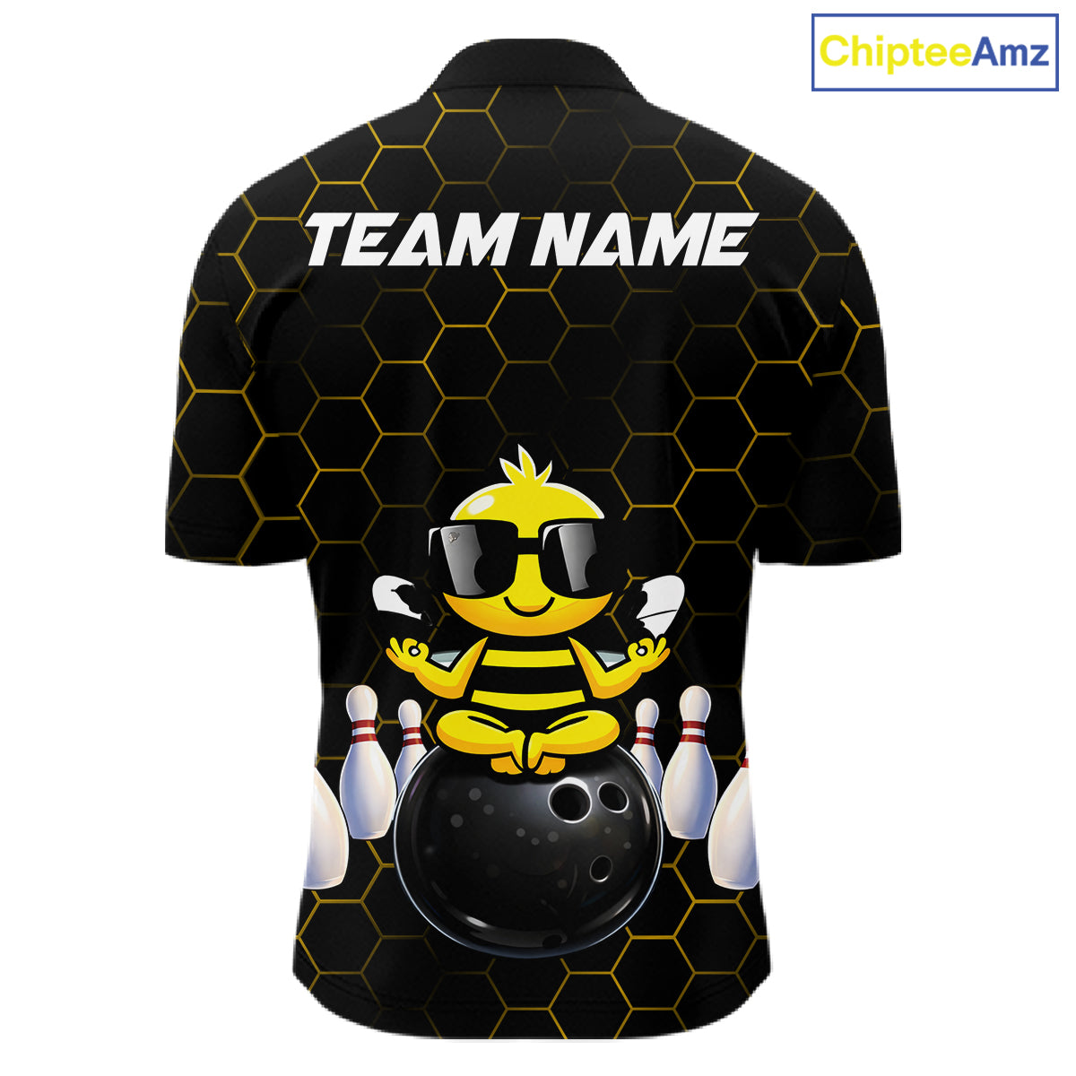 Black and Gold Funny Bee Bowling Shirts for Men Custom Team Bowling Jerseys, Gift For Bowlers NQS11582