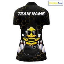 Load image into Gallery viewer, Black and Gold Funny Bee Bowling Shirts for Women Custom Team Bowling Jerseys, Gift For Bowlers NQS11582