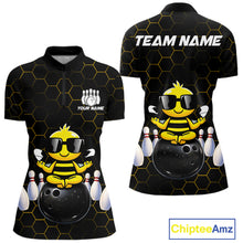Load image into Gallery viewer, Black and Gold Funny Bee Bowling Shirts for Women Custom Team Bowling Jerseys, Gift For Bowlers NQS11582