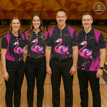 Load image into Gallery viewer, Funny Pink Flamingo Black Bowling Camo Bowling Shirts for Men Custom Flamingo Team bowling outfit NQS11716