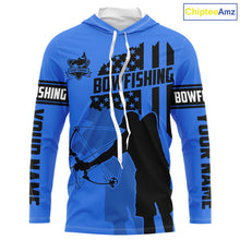 Load image into Gallery viewer, Carp hunter bowfishing black and blue American flag Custom UV sun protection Long sleeve Fishing Shirt NQS9818