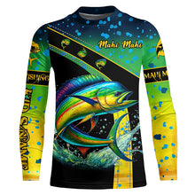 Load image into Gallery viewer, Mahi mahi fishing green scales UV protection Custom long sleeve fishing shirts, Dorado fishing jerseys NQS5393