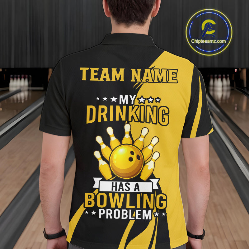 Funny yellow and black Bowling beer shirts for men custom My drinking team has a bowling problem NQS9927