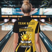 Load image into Gallery viewer, Funny yellow and black Bowling beer shirts for Women custom My drinking team has a bowling problem NQS9927