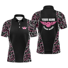 Load image into Gallery viewer, Black and pink Bowling pattern Polo, Quarter Zip Shirts For Men, Personalized Bowling Team Jerseys NQS7724