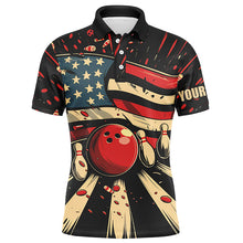 Load image into Gallery viewer, American Flag Retro bowling Mens Polo, Quarter Zip shirts, Custom Patriotic Bowling Team Jerseys NQS7731