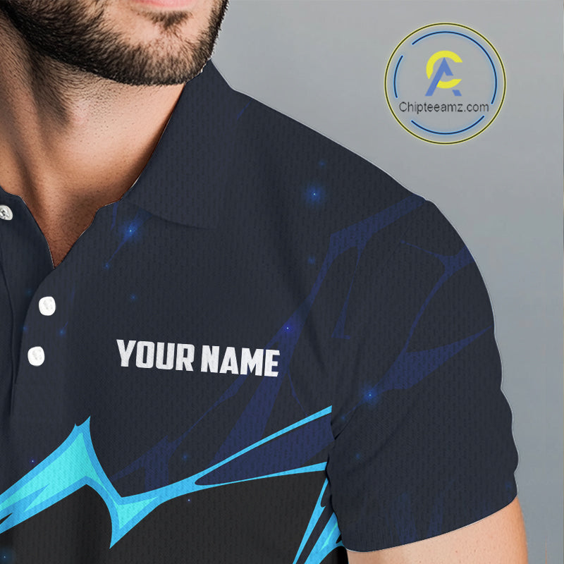 Vintage American Flag blue lightning Mens Golf polo shirts Custom patriotic Golf outfit For Mens NQS10059