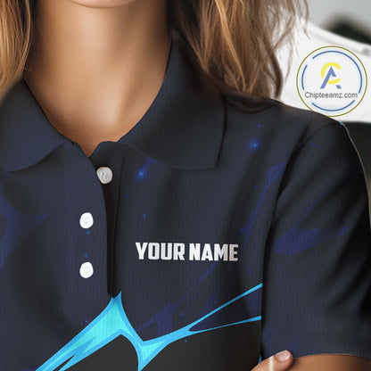 Vintage American Flag blue lightning Women Golf polo shirts Custom patriotic Golf outfit For ladies NQS10059
