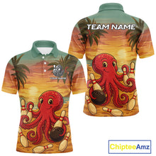 Load image into Gallery viewer, Funny Octopus Bowling Polo, Quarter Zip shirts for Men Custom Octopus Team bowling jersey NQS10587