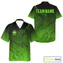 Load image into Gallery viewer, Black and Green gradient storm Lightning thunder Bowling Hawaiian shirts Custom Bowling Team Jerseys NQS11171