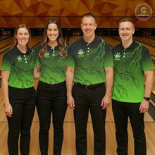 Load image into Gallery viewer, Black and Green gradient storm Lightning thunder Bowling shirts for Men Custom Bowling Team Jerseys NQS11171